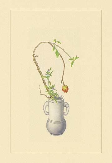 Pomegranate and Gentian - Fine Art Giclee Print 24" x 36"