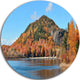 Lake And Beautiful Autumn Foliage, Landscape Disc Metal Wall Art, 11"