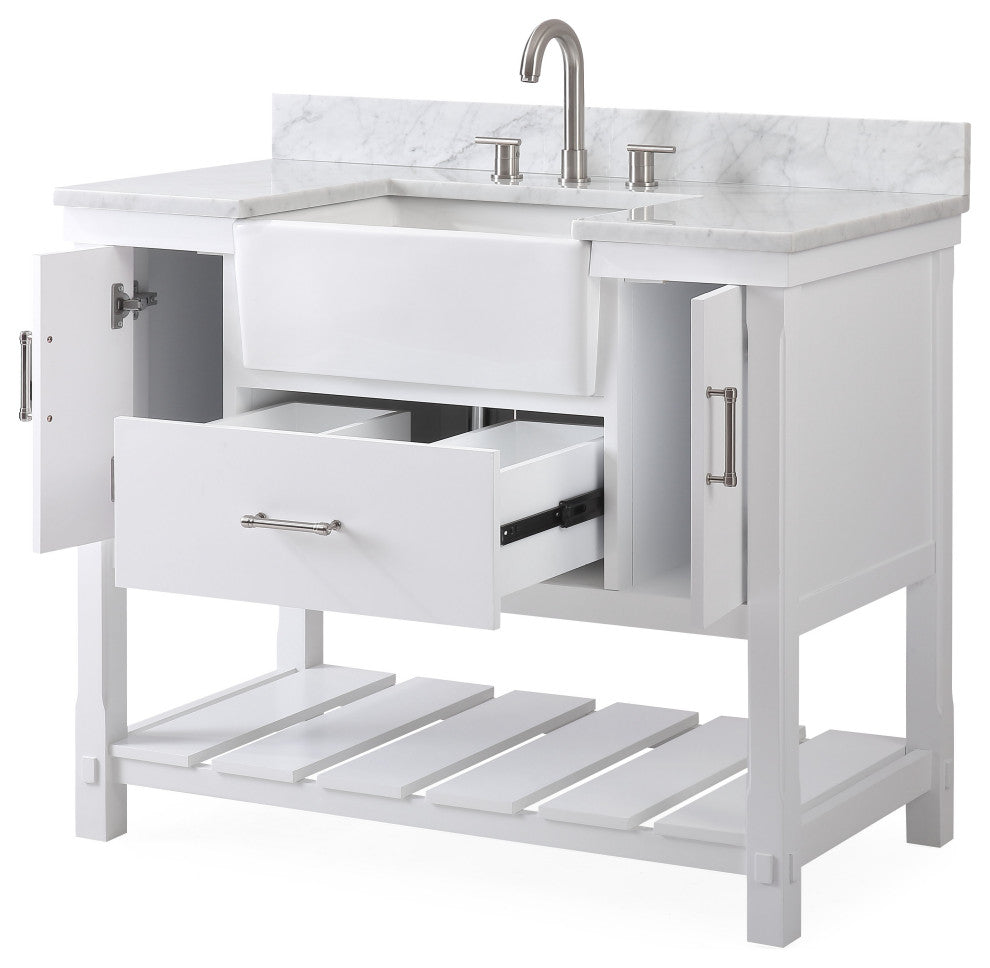 42" Kendia Farmhouse Sink Bathroom Vanity GD-7042-WT42-RA
