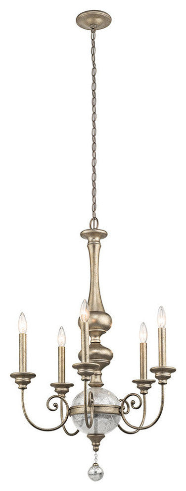 Rosalie 5-Light Medium Chandelier, Sterling Gold