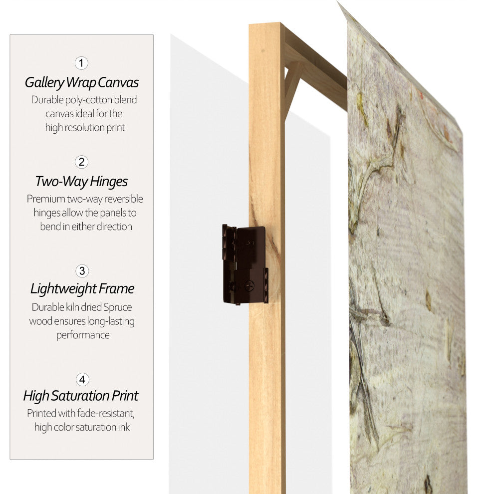 6' Tall Double Sided Pale Forest Canvas Room Divider