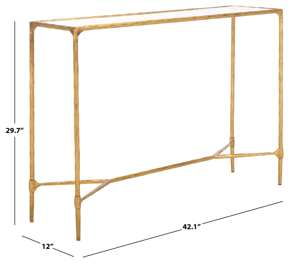 Safavieh Couture Isabellina Metal Console Table, Brass / Clear