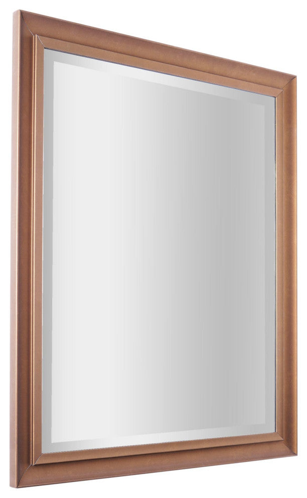 Head West Antique Gold Classic Frame Rectangular Beveled Wall Mirror - 26" x 32"