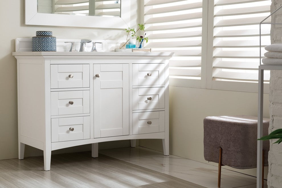 James Martin Palisades 48" Bright White Vanity, Without Top