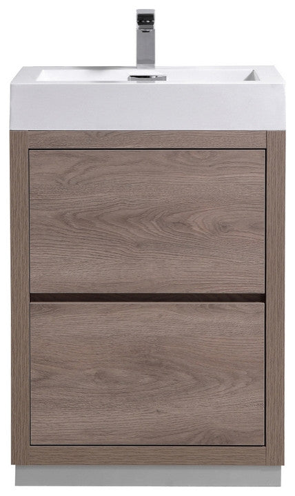 Bliss 24" Free Standing Bathroom Vanity, Butternut