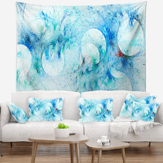 Blue White Fractal Glass Texture Abstract Wall Tapestry, 60"x50"
