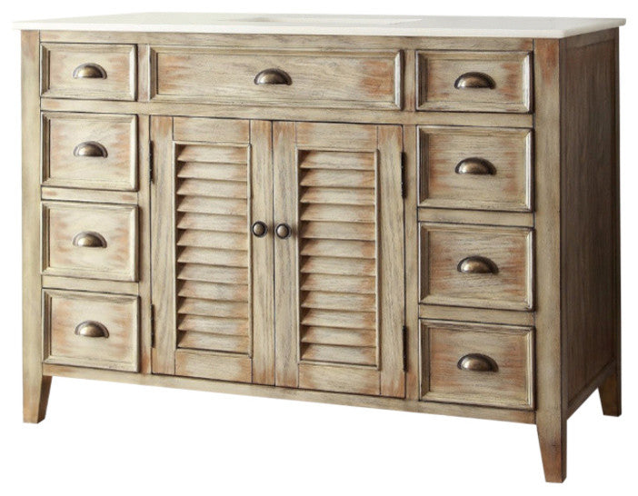 Abbeville Bathroom Vanity, Distressed Beige, 46"
