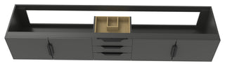 CastelloUSA Alpine 84" Wall Mounted Vanity, Base Only, Black, Gold Handles