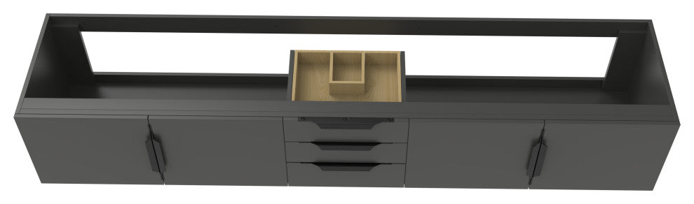 CastelloUSA Alpine 84" Wall Mounted Vanity, Base Only, Black, Gold Handles