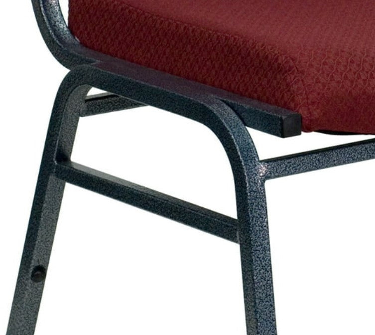 Set of 4 Multipurpose Stacking Chair, Contoured Seat, Burgundy Patterned Fabric