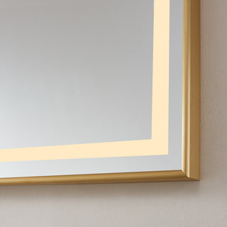 Horizontal Rectangular LED Wall Mount Bathroom Mirror, Gold, 72"
