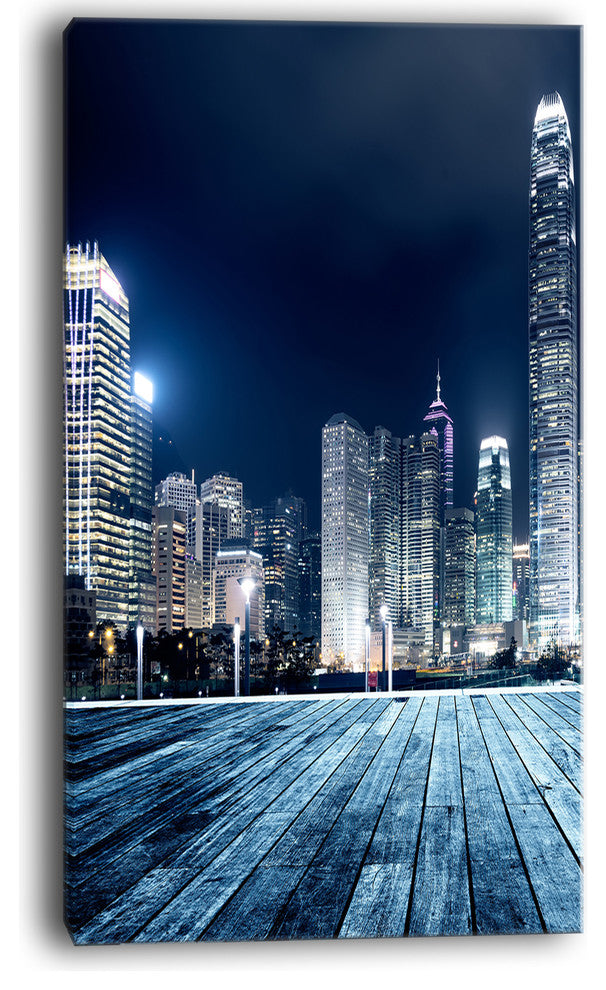 "Blue Hong Kong City Skyline" Canvas Print, 1 Panel