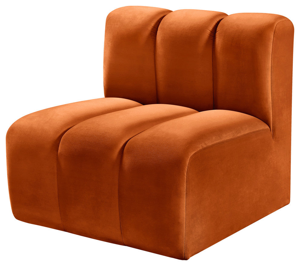 Arc Upholstered Modular Component, Cognac, 1-Piece: Straight Chair, Velvet
