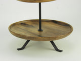 Rustic Round Wood Standing 3 Tiered Serving Tray