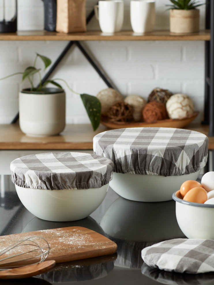 DII Asst Gray Buffalo Check Woven Dish Cover (Set of 3)