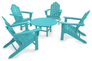 Polywood Long Island Adirondack 5-Piece Conversation Group, Aruba