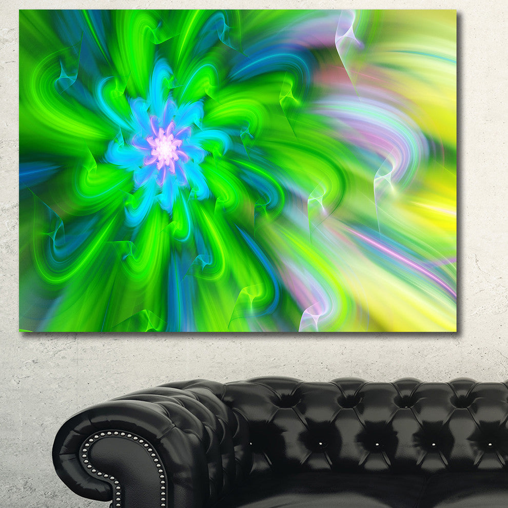 Dance of Green Flower Petals, Floral Canvas Art Print, 40"x30"