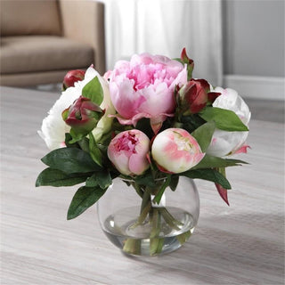 Uttermost Blaire Polyester and Iron Peony Bouquet in Lush Pink/Clear/Cream