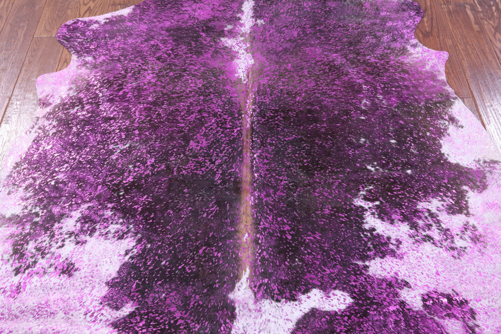 Pink Metallic Cowhide Rug 6' 6" X 6' 1" C2149