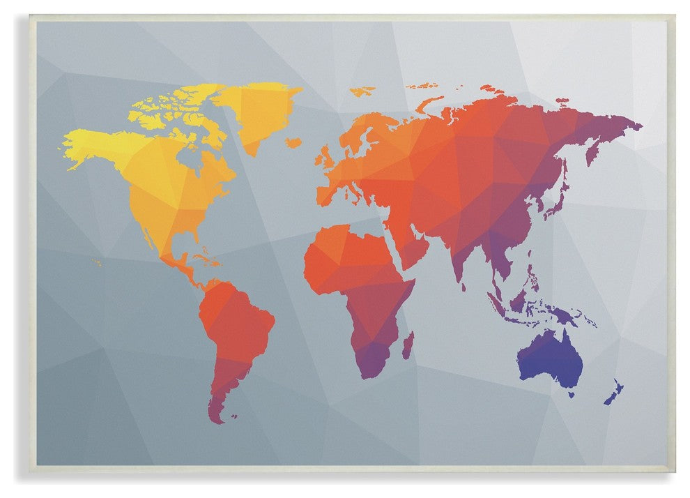 Stupell Ind. Polygonal World Map Oversized Wall Plaque Art, 13x19