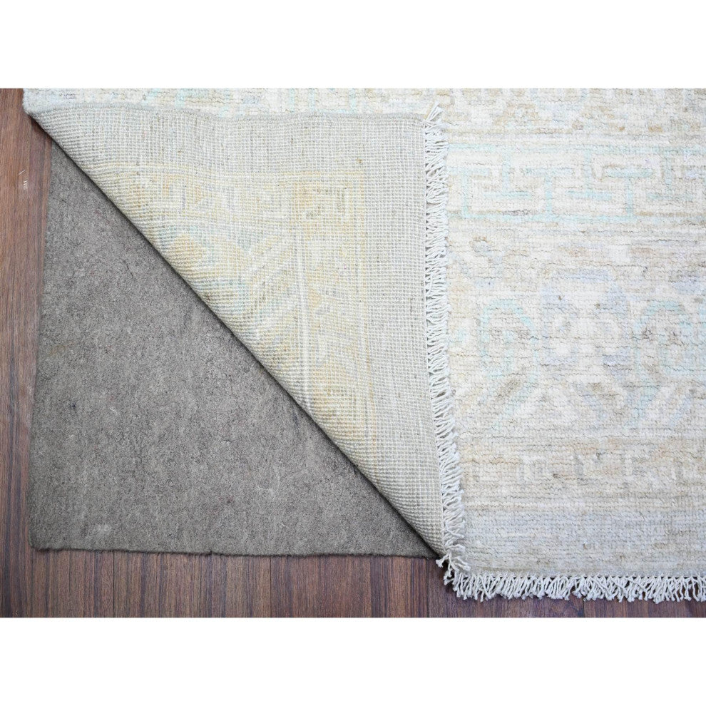 Chrome Gray Khotan Pomegranate Wool Hand Knotted Oriental Rug, 7'11"x9'10"