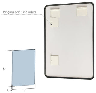 Nettuno Rectangle Bathroom/Vanity Aluminum Framed Wall Mirror, Matt Black, 24"