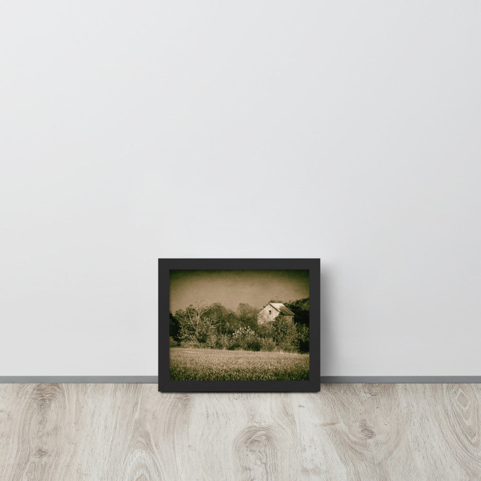 Abandoned Barn In The Trees Vintage Framed Photo Paper Wall Art Prints, Black, 8" X 10"