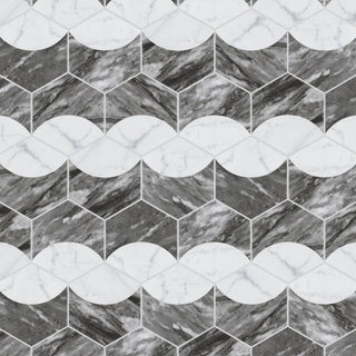 Classico Bardiglio Hex Moon Carrara Porcelain Floor and Wall Tile