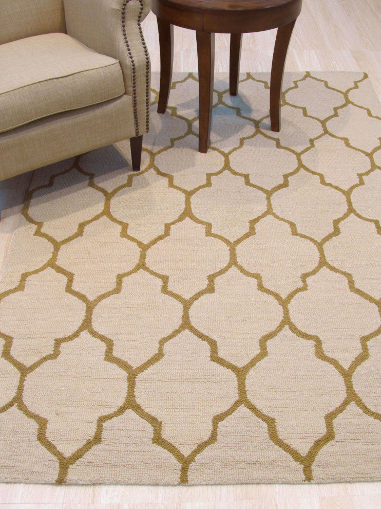 Light Beige Traditional Trellis Moroccan Area Rug