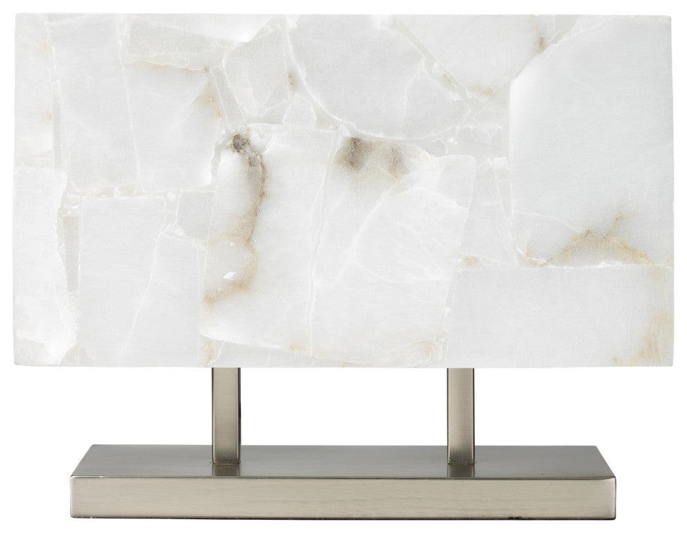Ghost Horizon Table Lamp, Alabaster With Antique Silver