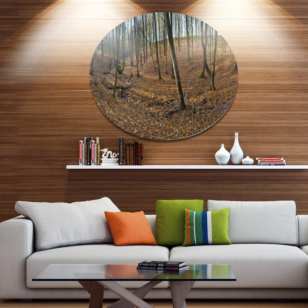 Woods In Fall Forest Panorama, Forest Round Wall Art, 36"