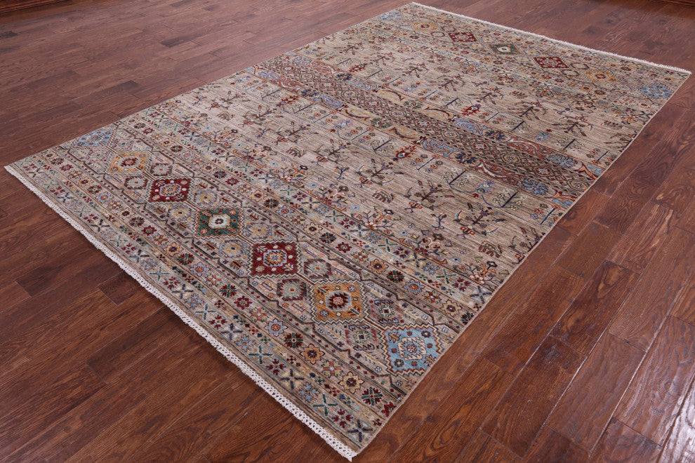 6' 9" X 10' 1" Handmade Super Kazak Khorjin Rug Q11305