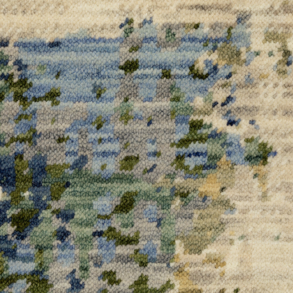 Saturn Distressed Abstract Beige/Multi Wool Blend Area Rug 6'7" x 9'6"
