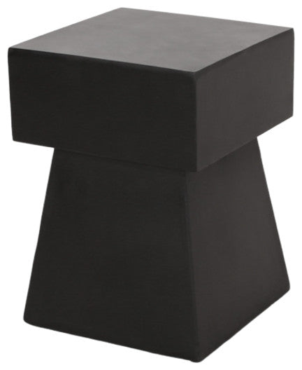 Khalid Outdoor Modern Side Table, Matte Black