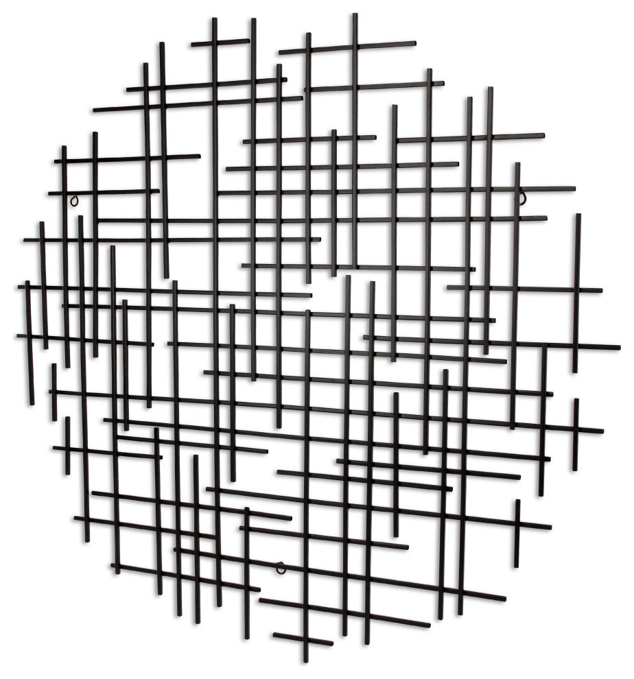 Iquara Large Black Round Metal Wall Art