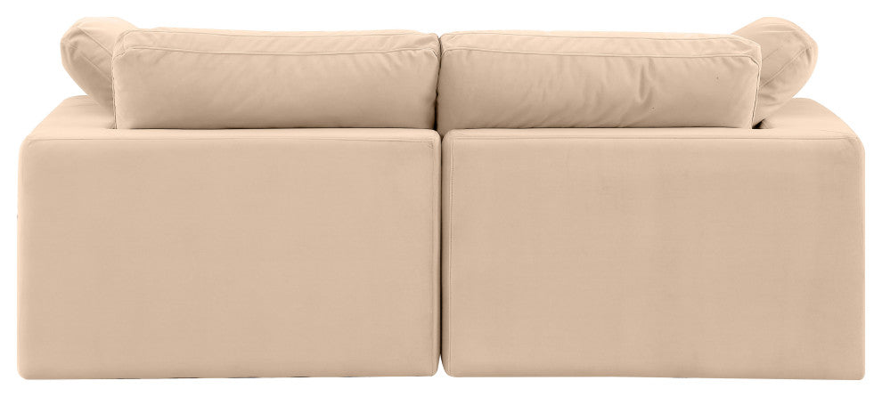 Comfy Upholstered Modular Sofa, Beige, 2-Piece: 2 Corner Chair, Velvet