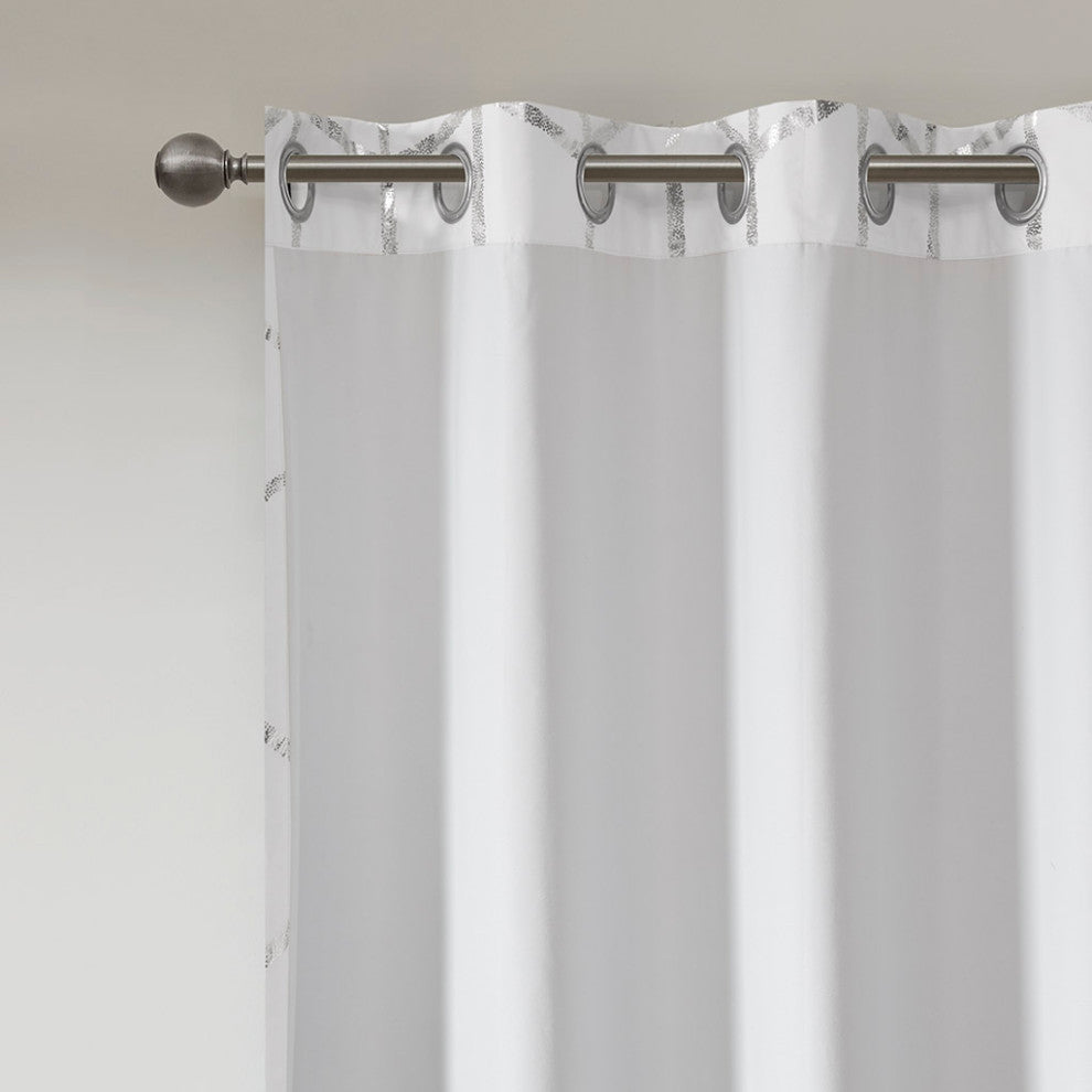 Intelligent Design Raina Total Blackout Metallic Print Grommet Top Curtain Panel