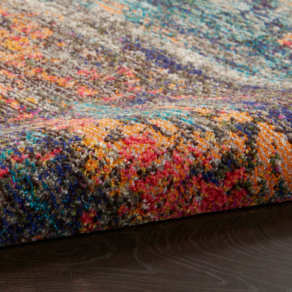 Nourison Celestial 4' x Round Multicolor Modern Indoor Area Rug