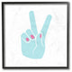 Stupell Industries Peace Hand Teal With Pink Nail Polish, 12"x12", Black Framed