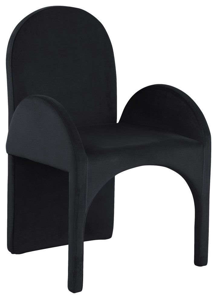 Summer Velvet Upholstered Dining Arm Chair (Set of 2), Black, Arm Chair