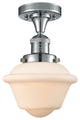 1-Light Oxford 11" Semi-Flush Mount, Polished Chrome, Glass: Matte White Cased