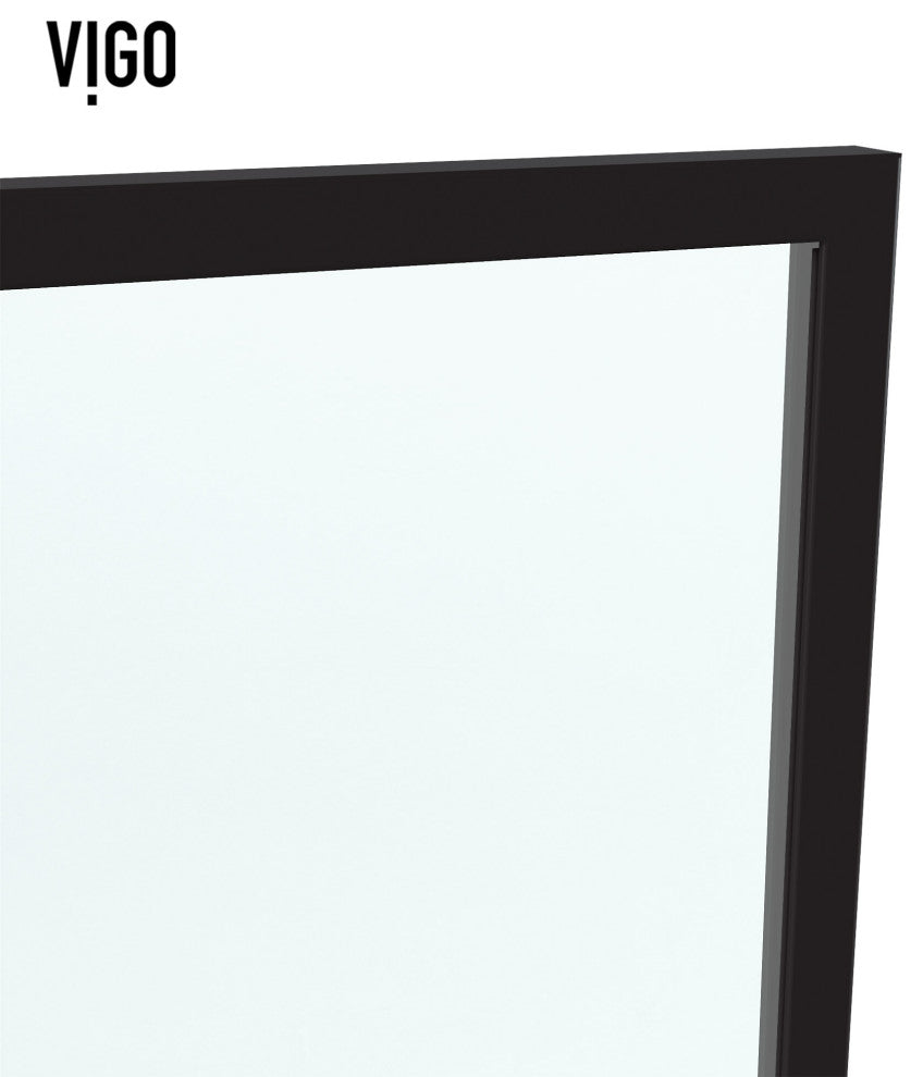 VIGO Meridian 34" W x 74" H Framed Shower Screen, Matte Black With Mixed Glass