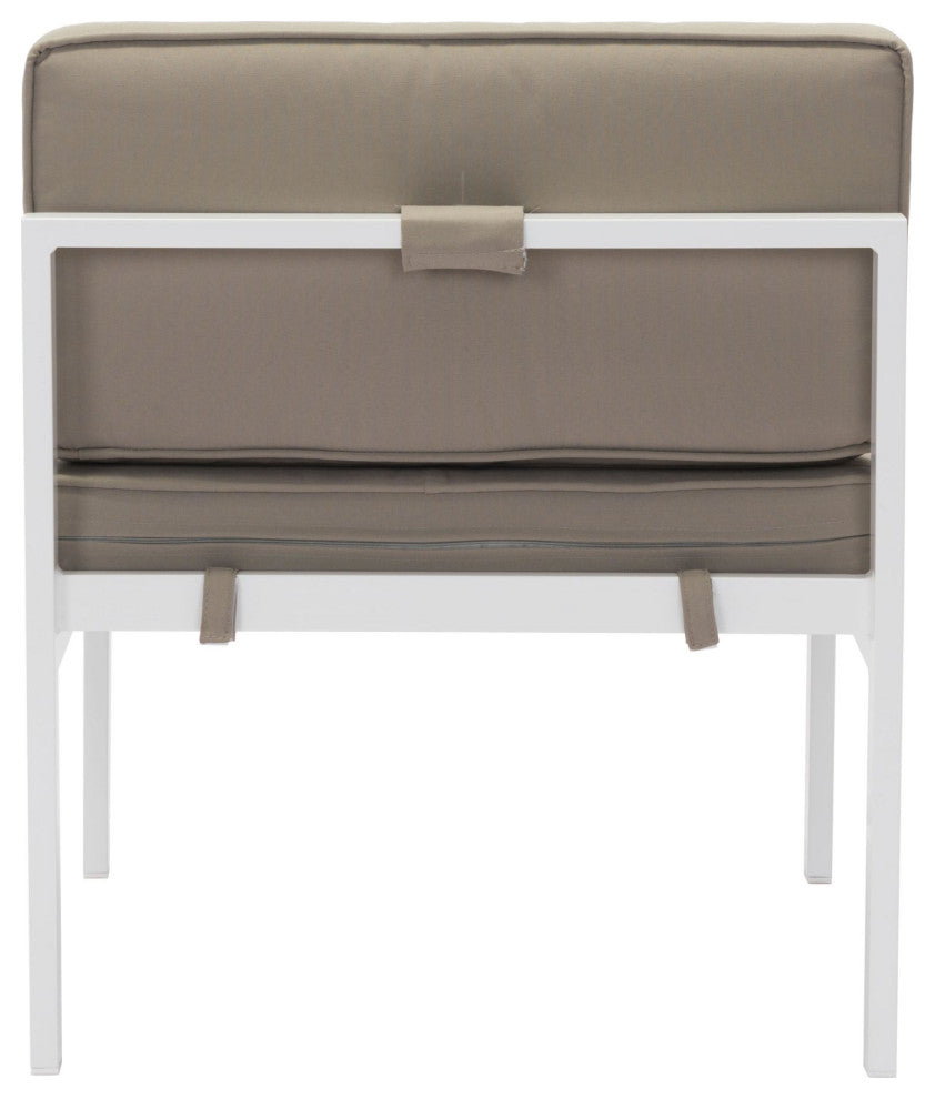 Lounge Middle Chair, Set of 2, Aluminum, Metal, Taupe, White, Outdoor Patio