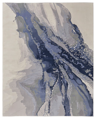 Takara Modern Abstract, Blue/Gray/Ivory, 7'9"x10' Area Rug