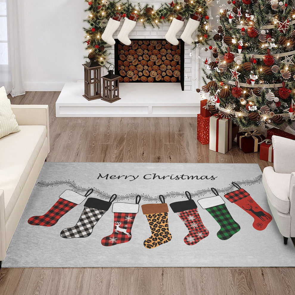 Indoor/Outdoor Wonderland WN5 Silver Machine Washable 3' x 5' Rug