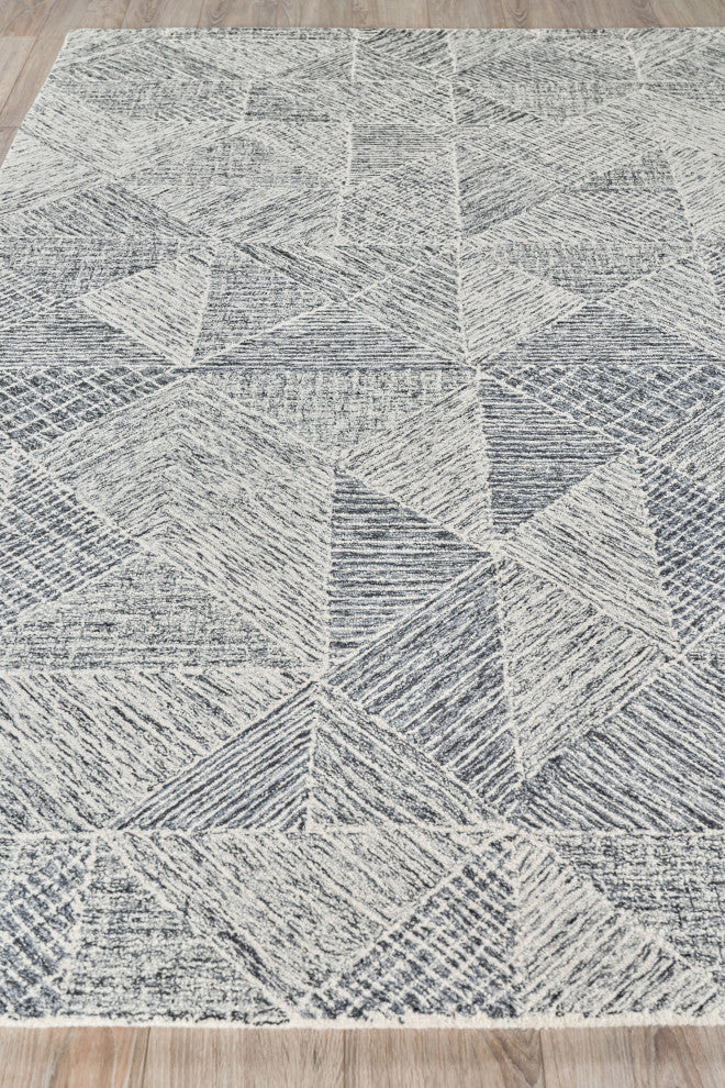 Caprice Handmade Hand-Tufted Wool Black/Ivory Area Rug, 10'x14'