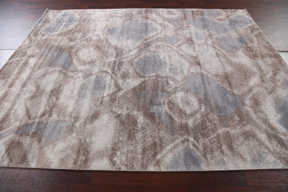 Turkish Abstract Brown Transitional Oriental Rug Contemporary Carpet 8x10