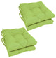 16" Solid Twill Square Tufted Chair Cushions, Set of 4, Mojito Lime