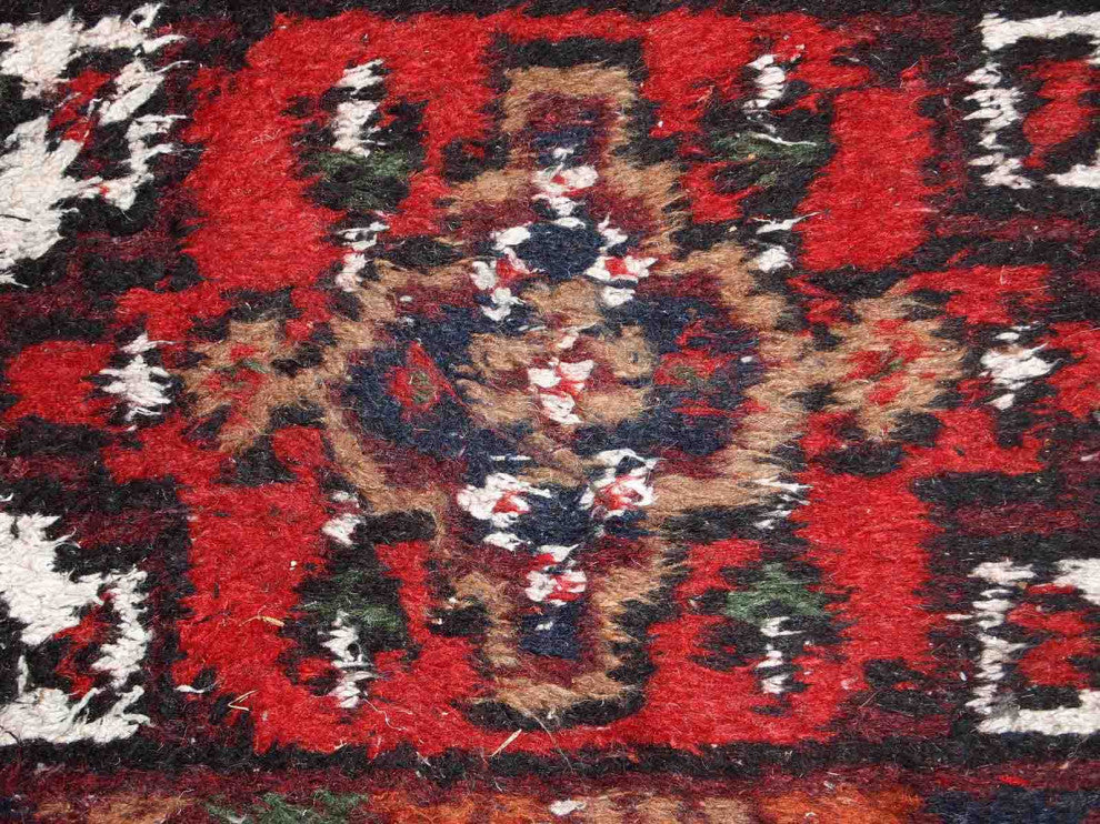 Handmade vintage Persian Hamadan rug 1.3' x 2' (40cm x 61cm) 1970s