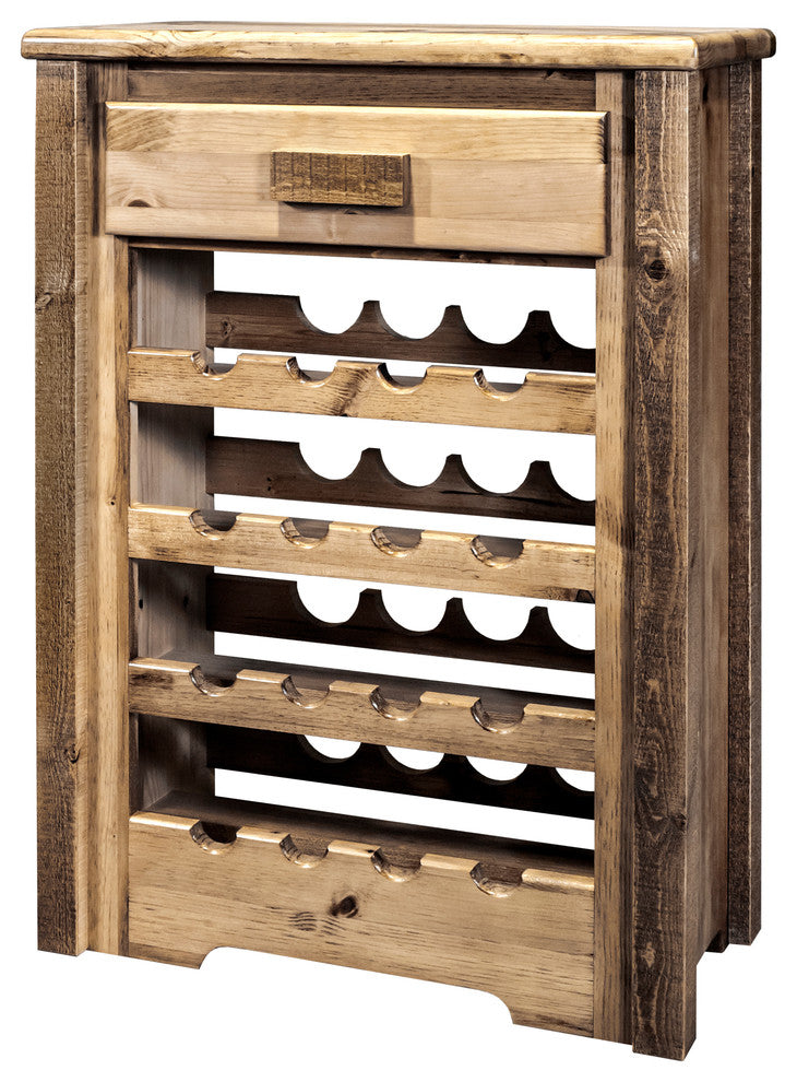 Homestead Collection Wine Cabinet, Stain and Clear Lacquer Finish